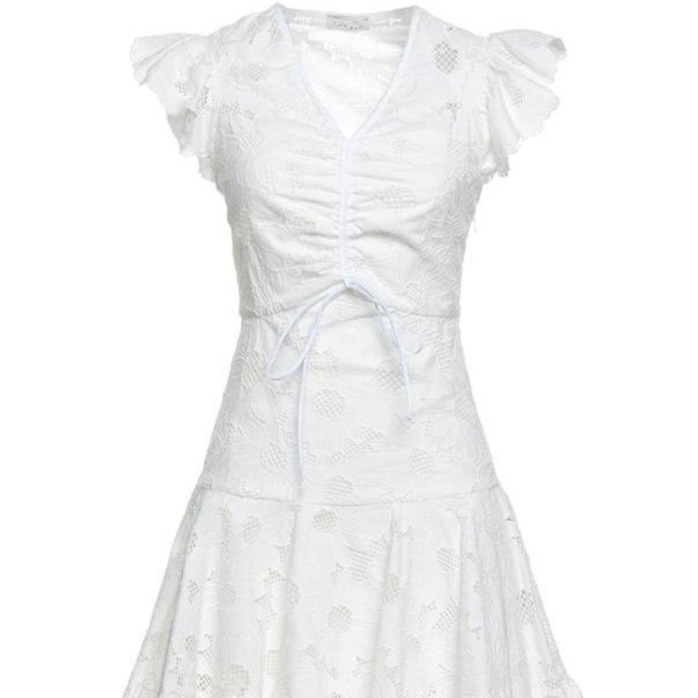 NWT- Sandro White Short Lace Dress With Embroidery-Size: 36